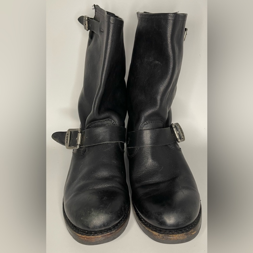 Vtg Frye 11 Veronica Short Stone Zip Leather Boots- can’t verify authenticity
